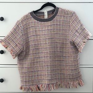 Zara woven top with fringe details. Size large
